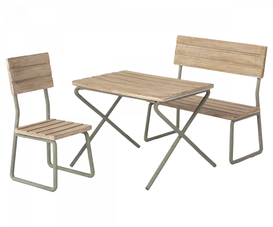 Maileg Miniature garden set - Table with chair and bench