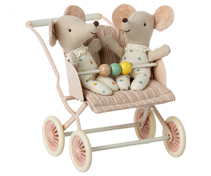 Maileg Stroller, Baby mice - Rose