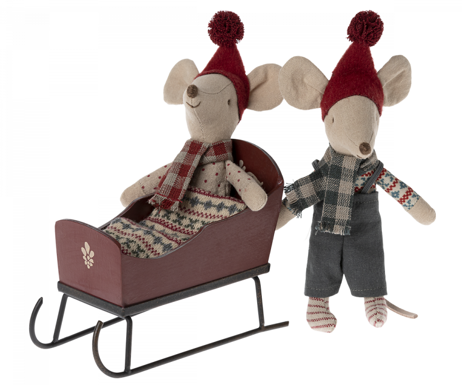 Maileg Sleigh, Mouse - Red