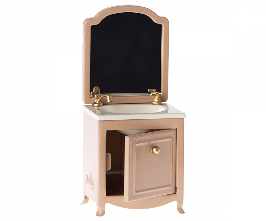 Maileg Sink dresser w. mirror, Mouse - Dark powder