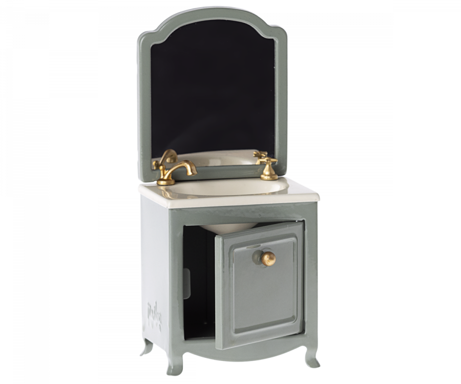 Maileg Sink dresser w. mirror, Mouse - Dark mint