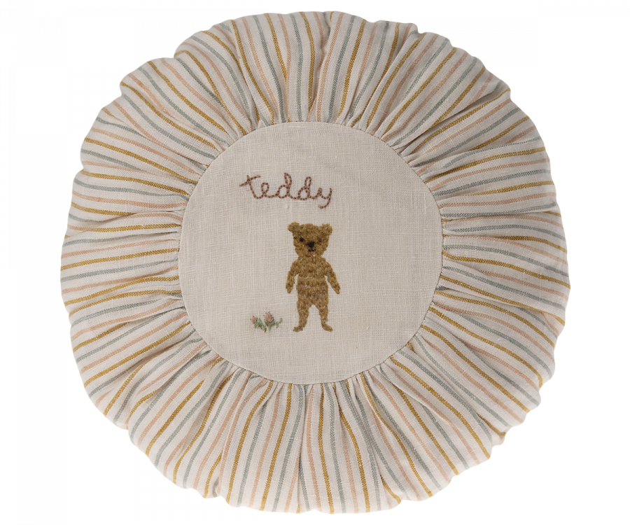 Maileg Cushion, Round, Small - Teddy, striped