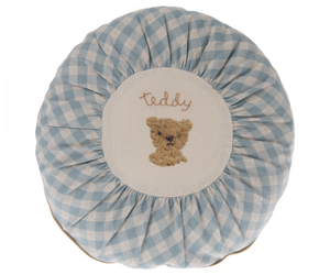 Maileg Cushion, Round, Small - Teddy, checked