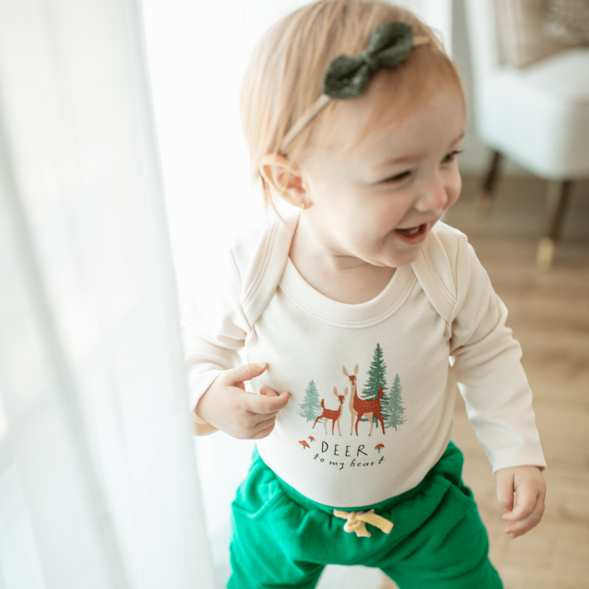 Finn & Emma Long Sleeve Graphic Bodysuit - Deer To My Heart