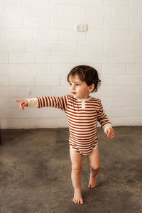 Snuggle Hunny Kids Biscuit Stripe Long Sleeve Bodysuit