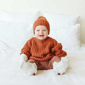 Goumikids Organic Cotton Kids Chunky Knit Sweater - Clay
