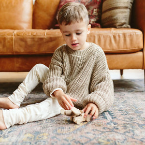 Goumikids Organic Cotton Kids Chunky Knit Sweater - Pecan