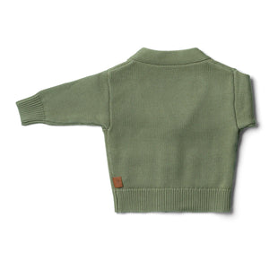 Goumikids Knit Button-up Sweater - Artichoke
