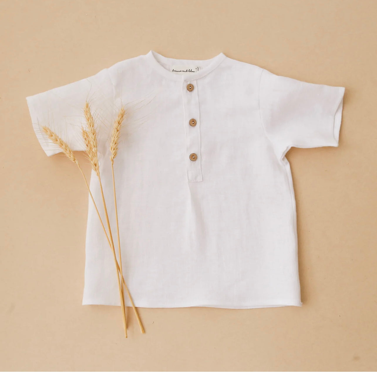 Dannie and Lilou Linen Short Sleeve Buttoned Tee