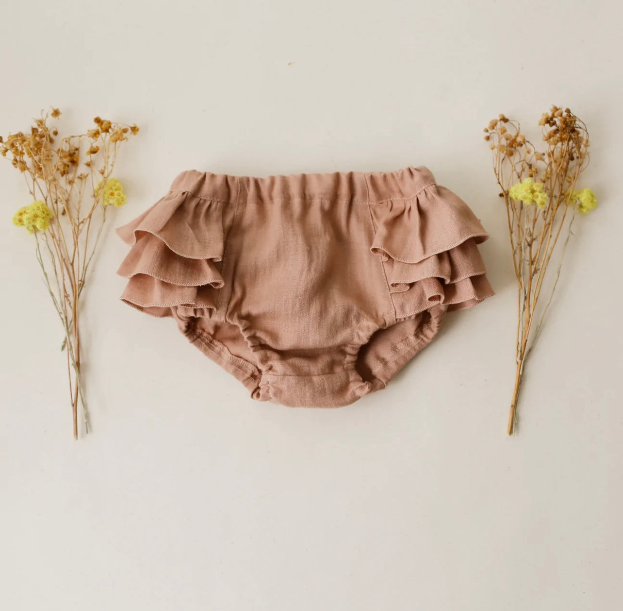 Dannie and Lilou Linen Ruffle Back Bloomers