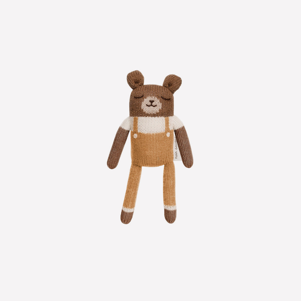 Main Sauvage Teddy Knit Toy - Ochre Overalls