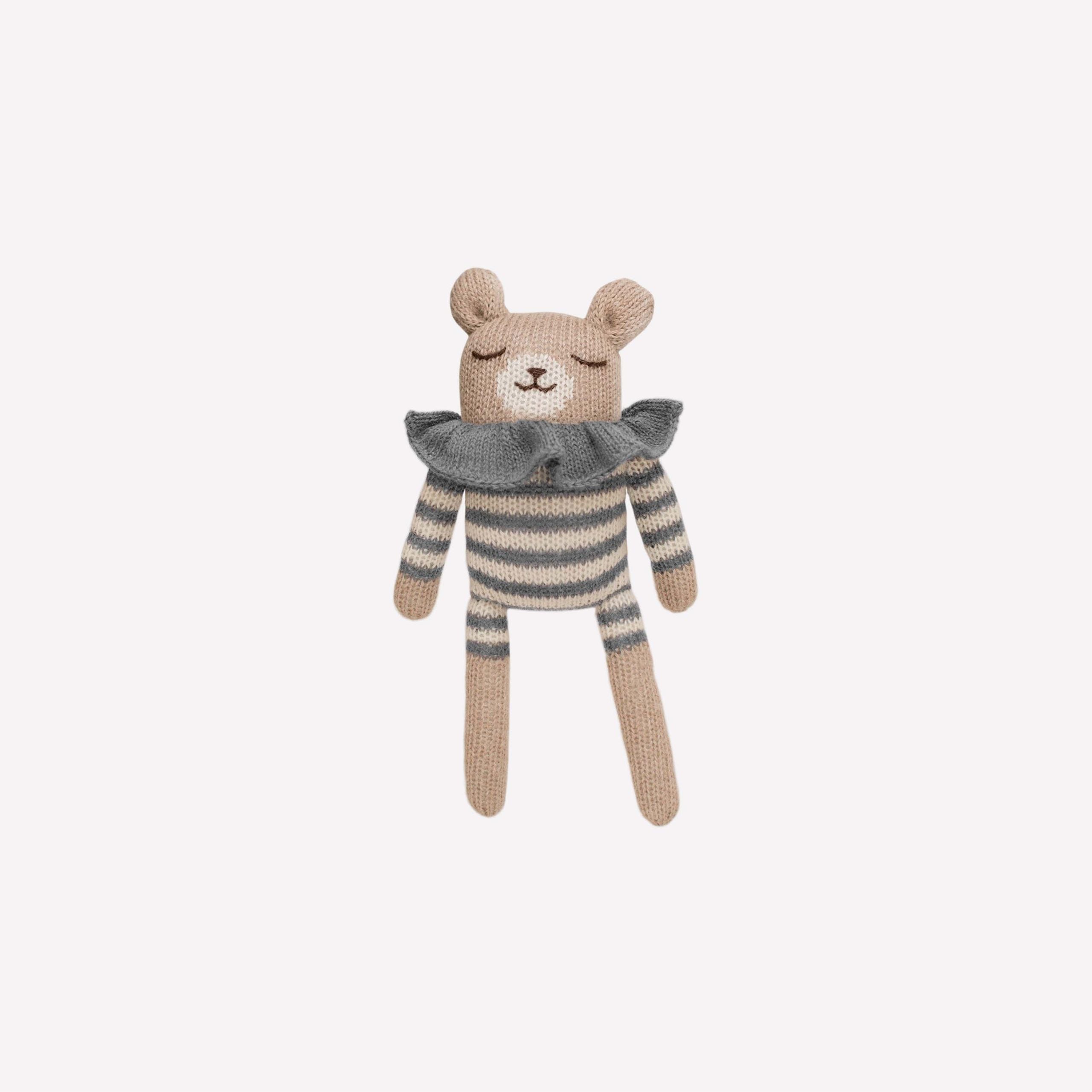 Main Sauvage Teddy Knit Toy - Slate Striped Romper